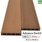 送料無料 人工木 24本セット アドバンスデッキ3 ウッドデッキ 床材 25×140×2000mm ライトブラウン (108kg) 材料 面材 中空材 樹脂デッキ 木材 DIY 材