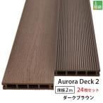 送料無料 ウッドデッキ 人工木 床材 [木目調] 25×140×2000mm [24本セット] (108kg) オーロラデッキ2 ダークブラウン 材料 面材 中空材 樹脂デッキ 木材 DIY 材