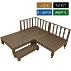 ウッドデッキ 人工木 0.75坪 7点セット カルパティアIII ダークブラウン 樹脂 縁台 フェンス付 デッキテラス ベランダ ガーデン 庭