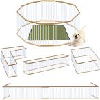 Akizora ペットサークル 犬 プレイサークル ペットフェンス 中小型犬用 折りたたみ ペットケージ 脱走防止柵 自由 組立簡単 簡易フェンス ペ