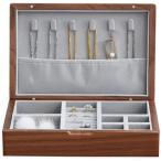 木製ジュエリーボックス ブラックウォールナット 防湿防水 アクセサリーケース 24cm×16.5cm×6cm 多機能収納