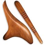 木製リフレッシュ棒 オカリナ型&ストレート型 2本セット セルフマッサージ 天然木 軽量 コンパクト