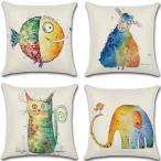  Северная Европа животное рисунок linen наволочка 45x45cm 4 шт. комплект .. молния стирка возможность семья оборудование орнамент * автомобильный интерьер 