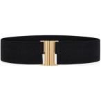 ショッピングサッシュベルト レディース ゴムベルト 幅4.8cm サッシュベルト ワンタッチバックル サイズS/M/L ウエスト57-83cm対応 ゴールド/シルバー/ブラック