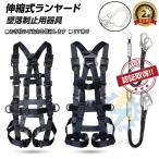 安全帯 墜落制止用器具 フルハーネスセット 新規格適合  ワンタッチバックル 伸縮式ランヤード 軽量 激安 全身保護 落下防止 電気 工事現場 高所安全作業用
