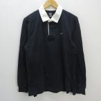 a# Nike /NIKE одноцветный swoshu Logo вышивка Rugger рубашка / рубашка-поло [XL] чёрный /MENS/72[ б/у ]