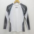 y# Under Armor /UNDER ARMOUR стрейч внутренний рубашка / длинный рукав # белый [LG]MENS/35[ б/у ]