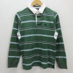 y# Helly Hansen /HELLY HANSEN окантовка длинный рукав Rugger рубашка # зеленый [ мужской S]MENS/73[ б/у ]