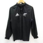 y#90'S б/у одежда # Adidas производства /ADIDAS все черный s длинный рукав тренировка рубашка-поло # чёрный [ мужской M] регби /NZ представитель /27[ б/у ]