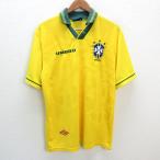 y#UMBRO производства футбол Brazil представитель OFFICIAL копия форма # kana задний [ мужской L] retro MENS/27[ б/у ]