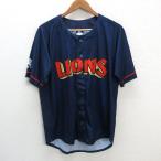 k# Saitama Seibu Lions /LIONS короткий рукав форма / сопутствующие товары / передний открытие [M] темно-синий /MENS#18[ б/у ]
