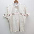 y# canterbury /CANTERBURY с вышитым логотипом короткий рукав Rugger рубашка / Polo # крем [ мужской L ]MENS регби /11[ б/у ]