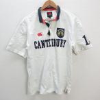 k# canterbury /CANTERBURY Logo вышивка короткий рукав Rugger рубашка / рубашка-поло [L] белый /MENS#23[ б/у ]