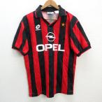 y# Италия производства #A.C. Milan /MILAN подлинный форма / копия # красный / чёрный [ мужской L степень ]MENS/ футбол /69[ б/у ]