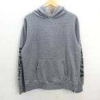 s■ハーレー/HURLEY ロゴプリント プルオーバーパーカー【L】灰/MENS/97【中古】