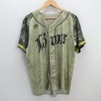 z#Majestic производства / Saitama Seibu Lions копия Uni Home / сопутствующие товары # хаки [ мужской L]MENS/ бейсбол /67[ б/у ]#