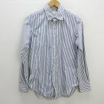 ショッピングINDIVIDUALIZED k■インディビジュアライズドシャツ/INDIVIDUALIZED SHIRTS SLIM FIT ストライプ柄 長袖シャツ/ワイシャツ【15】紺白/MENS■20【中古】