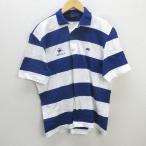 z# Австралия производства # canterbury /CANTERBURY короткий рукав Rugger рубашка окантовка [44] белый синий /men's/80[ б/у ]#