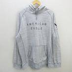 ショッピングアメリカンイーグル G■アメリカンイーグル/AMERICAN EAGLE OUTFITTERS プルオーバーパーカ/ロゴ刺繍【XL】灰/men's/27【中古】■