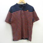 G# canterbury /CANTERBURY Rugger рубашка / окантовка [L] темно-синий orange /men's/120[ б/у ]#