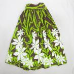 D# хула для # ручная работа юбка пау свободный размер Hawaiian / талия лента # чай желтый зеленый /143[ б/у ]