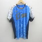 R#Majestic производства # Saitama Seibu Lions /LIONS форма для болельщиков / копия # синий цвет [L]MENS/ бейсбол /30[ б/у ]#