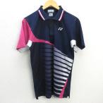 G# Yonex /YONEX короткий рукав dry рубашка-поло / спорт одежда [L] темно-синий /men's/70[ б/у ]#