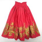 D# хула для # гибискус рисунок юбка пау ручная работа свободный размер Hawaiian # красный /29[ б/у ]