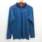 D# Bridgestone /Bridgestone GOLF окантовка рисунок Golf одежда рубашка-поло [L] синий /MENS#71[ б/у ]#