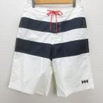 D# Helly Hansen /HELLY HANSEN окантовка рисунок Surf шорты / вода суша обе для [L] белый темно-синий /MENS#39[ б/у ]#