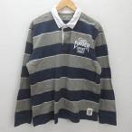 g# Eddie Bauer /EDDIEBAUER длинный рукав Rugger рубашка / окантовка [XL] темно-синий пепел /men's/21[ б/у ]#