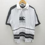 g# canterbury /CANTERBURY длинный рукав Rugger рубашка / хлопок [L] пепел чёрный /men's/49[ б/у ]#