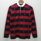 d# Beams /BEAMS общий рисунок вышивка длинный рукав Rugger рубашка [S] красный темно-синий /MENS/2[ б/у ]