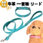 犬革首輪リードセット名前入り本革パ...