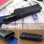 Pelikan ペリカン ペンケース レザーケース 筆箱 2本用 ブラック×ブルー PE-TG-23N-BL