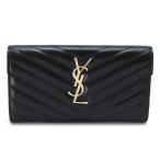 サンローラン 長財布 レディース 372264 AAA44 1000 カサンドラ マトラッセ ラージ フラップ ウォレット YSL モノグラム レザー ブラック 2024年春夏新作