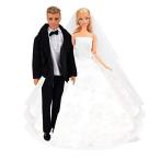 Barwa ケン用服 バービー用ドレス 結婚式用 ウェディングドレス スーツ 人形用 きせかえ ケン用スーツ ドール用服 人形用ドレスと黒いスーツ