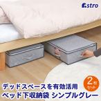 ベッド下収納ケース 2個組 衣類収納 不織布製 グレー 収納袋 通気性 ほこり除け アストロ 611-63