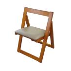 【 送料無料 】折りたたみ椅子 約幅45cm ブラウン 木製 PVC クッション付き座面 隙間収納可 フォールディングチェア 完成品 リビング