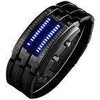 Yahoo! Yahoo!ショッピング(ヤフー ショッピング)バイナリマトリックスブルーLEDデジタル防水時計メンズクラシッククリエイティブファッションブラックメッキWrist Watches並行輸入