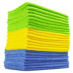 Polyte マイクロファイバークリーニングクロス 12 x 16インチ ブルー グリーン イエロー 24枚パック並行輸入