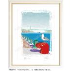 K-021かもめ　ふじもと秀志　絵画 版画　カモメ風景画　海峡風景画　関門海峡風景画