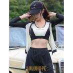 フィットネス水着 レディース 体型カバー 長袖ラッシュガード ビキニ ショートパンツ レギンス 5点セット 30代 40代 50代