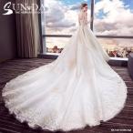 ショッピングウェディング 【特価】ウェディングドレス ウェディングドレス白 パーティードレス 可愛いレース 長袖花嫁ロングドレス 結婚式 トレーンライン 二次会 エレガント お呼ばれ