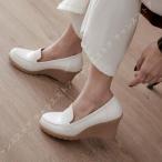 【特価】パンプス ウェッジソール パンプス ハイヒール レディース 黒 白 ヒール 7cm 美脚 ローファー スリッポン 走れるパンプス ラウンドトゥ