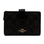 【新品】コーチ COACH シグネチャー ダイアゴナル 二つ折り財布 財布 レザー PVC ブラウン×ブラック レディース 女性用 ギフト ラッピング F23553 IMAA8