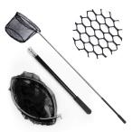 タモ網 - ステンレス製ハンドルのワンタッチランディングネット - 折り畳み式 伸縮式長さ調節可能漁網 - 釣り具に最適な魚取りネット- 長さ最大20