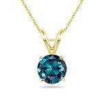 14K イエローゴールド AAAラウンド 人工ロシアアレキサンドライトソリティアペンダント 0.85&amp;#xA0;-&amp;#xA0;1.41&amp;#xA0;CTS 6&amp;#xA0;mm