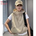 レディース ゴルフウエア フード付き 薄手 ジッパーベスト フーディー ベスト 防寒 防雨 日焼け対策 カジュアル ゴルフウエア