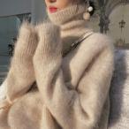 モヘア調ウールニットセーター タートルネ